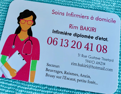 Infirmière ANZIN Raismes Beuvrages BAKIRI Rim, Cabinet Infirmier à Anzin